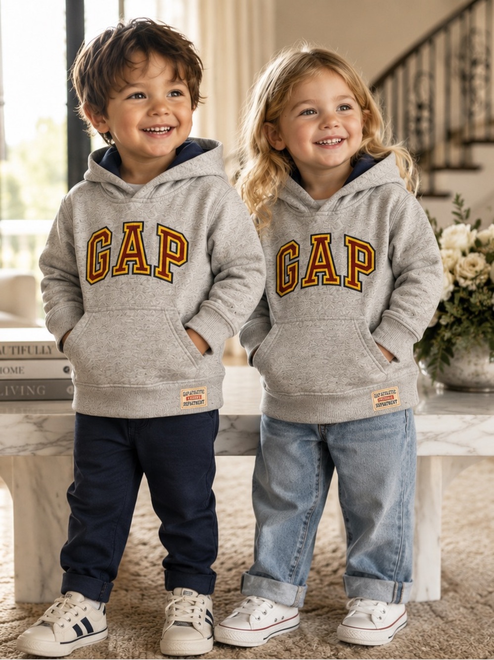Vintage Baby Gap Athletic Dept Hoodie Gray Fleece Sweatshirt Toddler 4Y Unisex